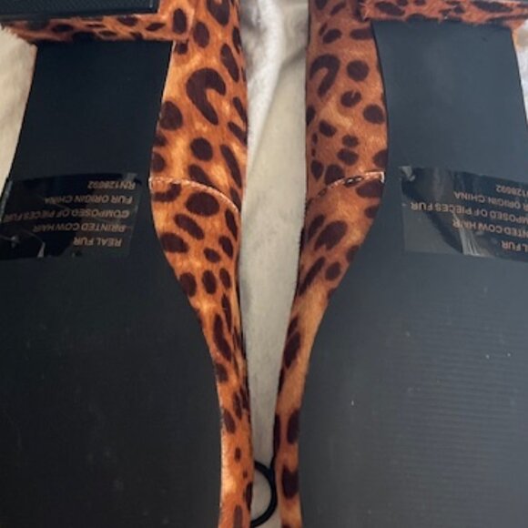 STEVE MADDEN Cherish pumps shoes block heel cheetah leopard fur animal 10 NEW - Picture 8 of 9